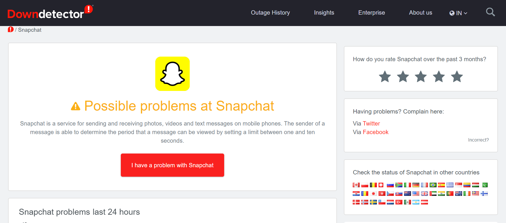 Snapchat is downdetector