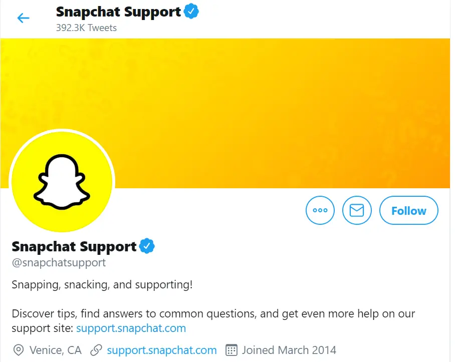 snapchat support twitter