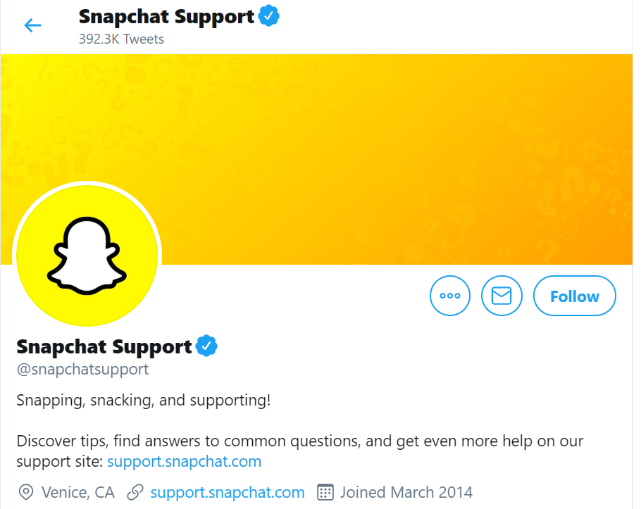 snapchat support twitter