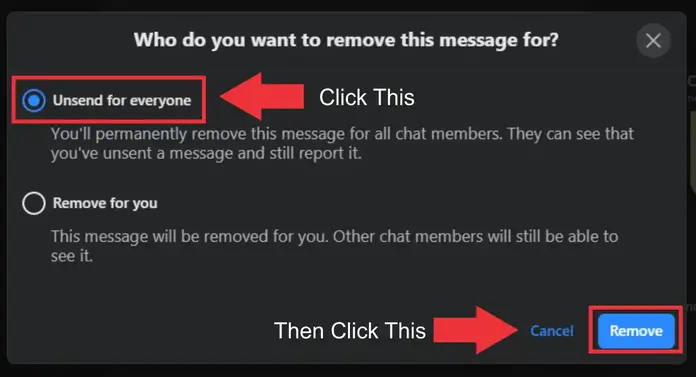 permanently remove shared photos facebook messenger