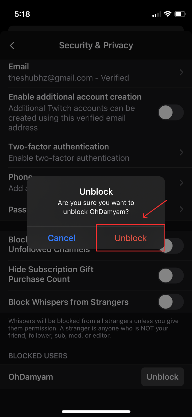 ios unblock on twitch