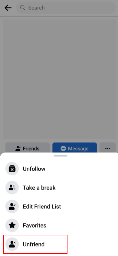 how to unfriend someone on facebook app