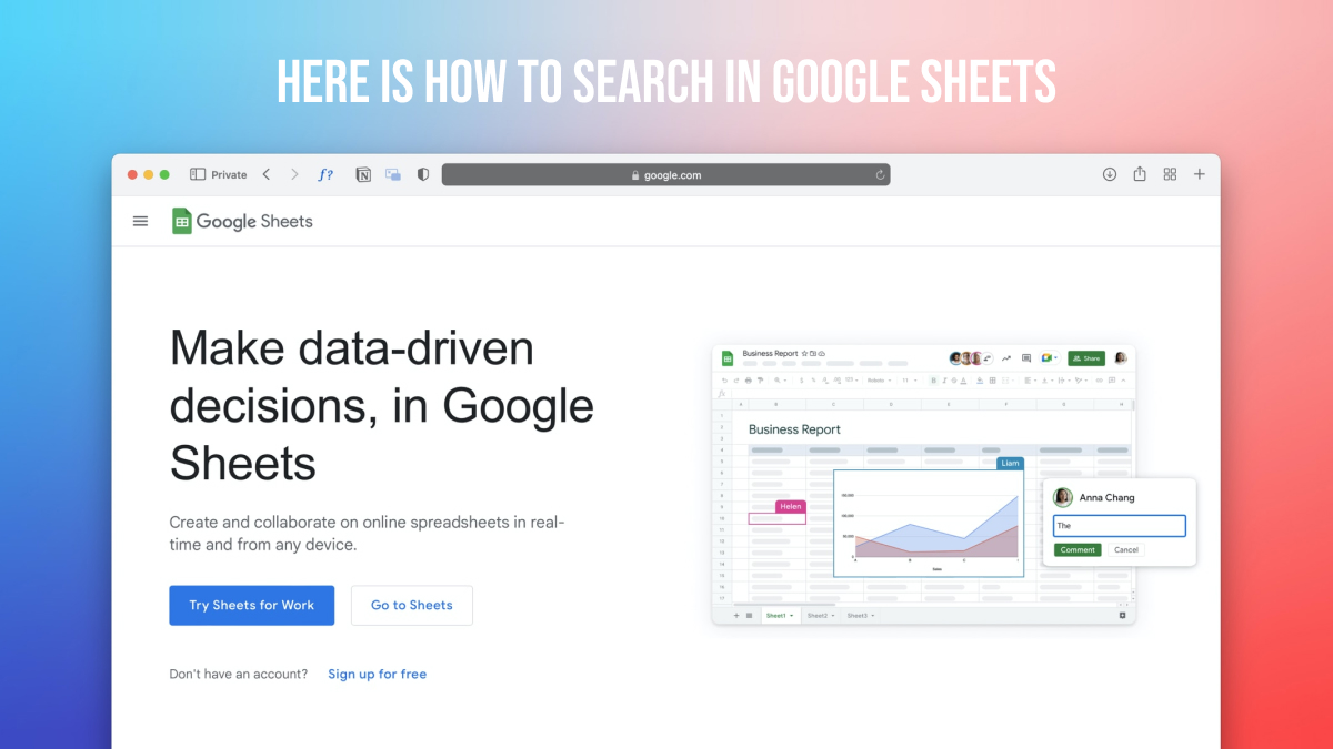How to search in google sheets