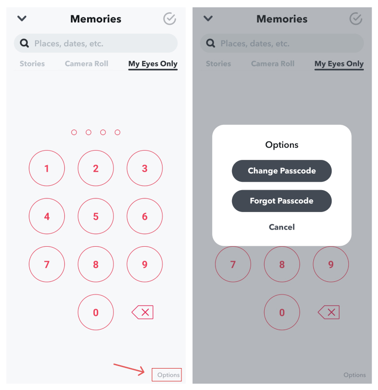 forgot my eyes only password on snapchat
